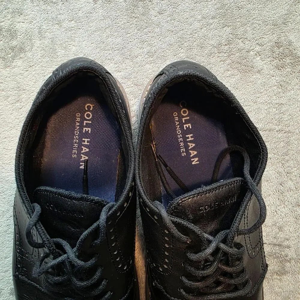 Cole Haan Dress Shoes Mens 12 Black Leather Grandseries Comfort Derby Lace Up